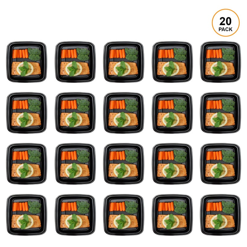 Freshware Meal Prep Containers [20 Pack] 1 Compartment Food Storage Containers with Lids, Bento Box, Stackable, Microwave/Dishwasher Safe (48 oz) - Image 2